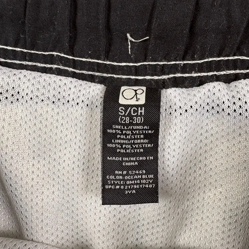 Ocean Pacific Mens Plaid Board Shorts Blue Black Surf Swim Trunks Size S 28-30